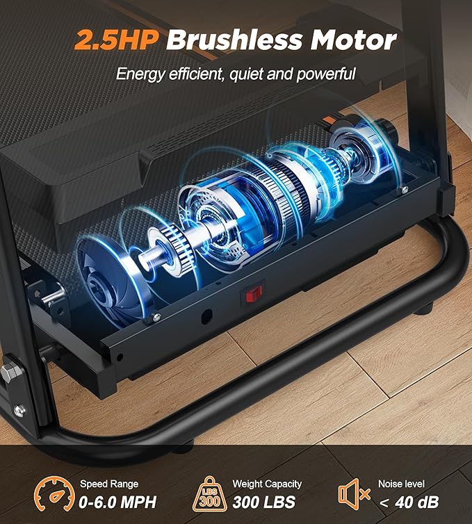 FYC Folding Treadmills for Home with 2.5HP, 300 LBS Capacity, Knee Protection Shock Absorption, Bluetooth with Fitshow App, Space-Saving Design.