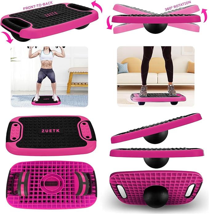 4-In-1 Aerobic Balance Board and Step Up Exercise Platform - Adjustable Multifunctional Balance Board Slant Board, Steppers for Exercise - Home Workout Non Slip Stepper Platform