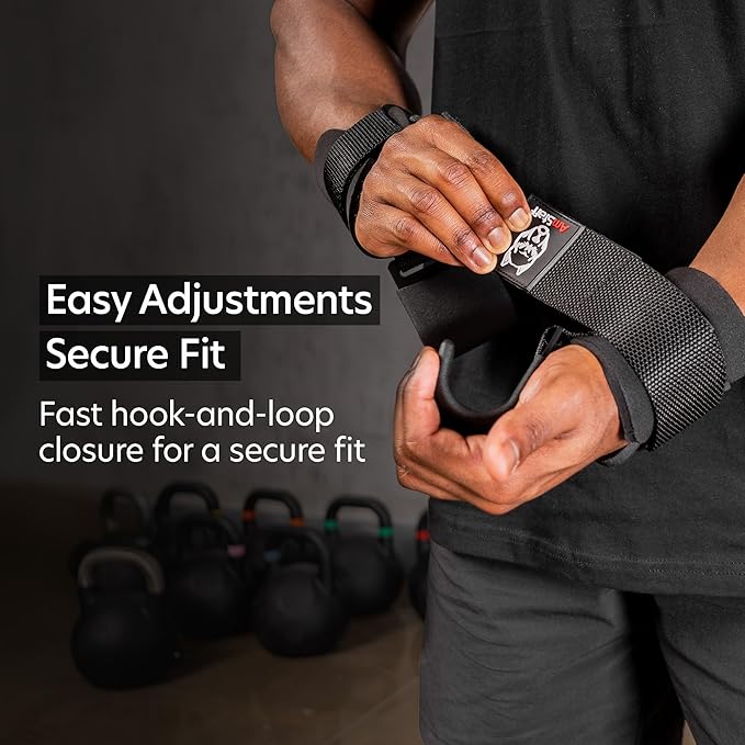 Weight Lifting Hooks (Pair) - Gym Wrist Straps with Steel Hooks for Weightlifting, Pull-Ups, Deadlifts, Strength Training, and Fitness Workouts - Adjustable Neoprene Wrist Support