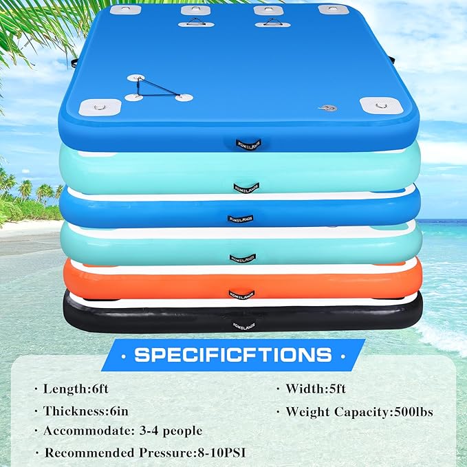 Inflatable Floating Dock, Swim Platform Floating Island Raft, Large Air Mat Inflatable Water Pad with None-Slip Surface for Lake Pool Beach Ocean