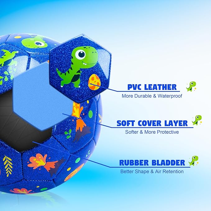 U&C Planet Soccer Ball Size 2/3/4/5 for Toddler and Kids, 1 Pack 2 Pack Classic Cartoon Ball with Pump for Girls and Boys Age 1 and up, Indoor Outdoor Soccer Game Gift