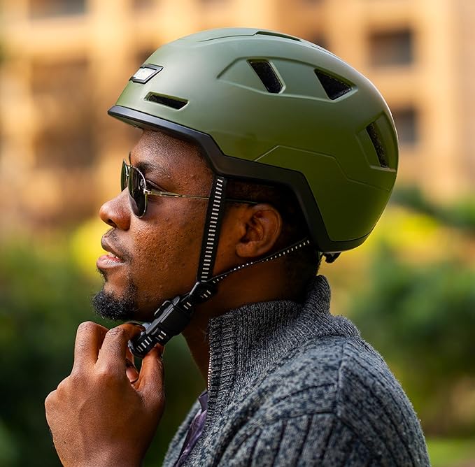 Bike Helmet with LED Lights - Urban Bicycle Helmet for Adults, Men & Women - CPSC & NTA-8776 Dual Certified - Class 3 E-Bikes, Scooters, Onewheel, Commuter, Mountain