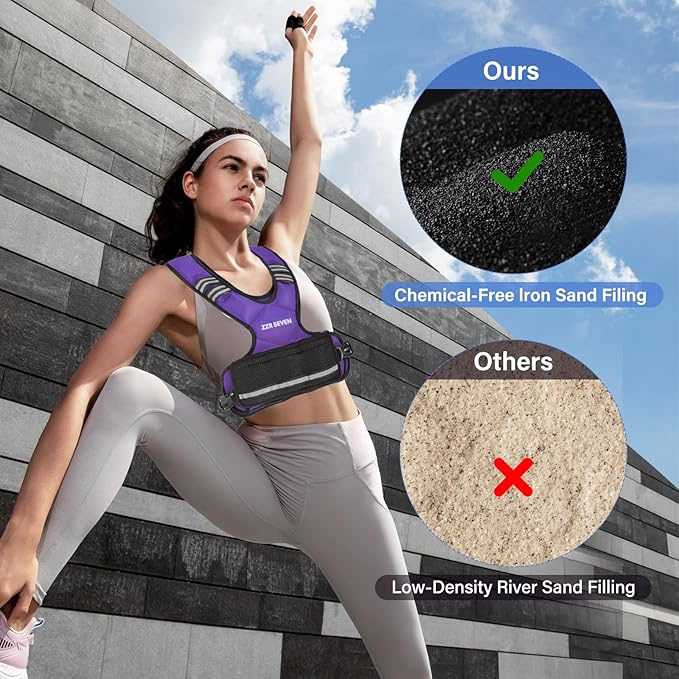Weighted Vest for Women and Men, 4-10lbs/11-20lbs Adjustable Weighted Vest with 6 Iron Sand Weights, Running Vest for Strength Training, Workout, Running, Fitness, Weight Loss