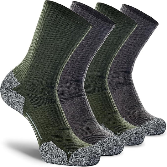 CWVLC Crew Hiking Socks, Cushion, Moisture Wicking, Arch Compression Boot Socks