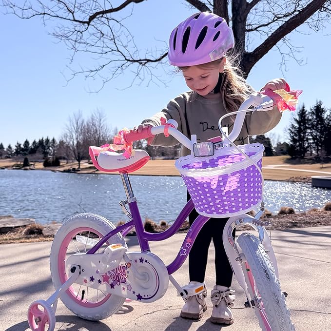 RoyalBaby Girls Bike EZ Bike Stargirl Training Free Balance to Pedal Easy Learning Bicycle, 12-20 Inch for Toddlers & Big Kids.