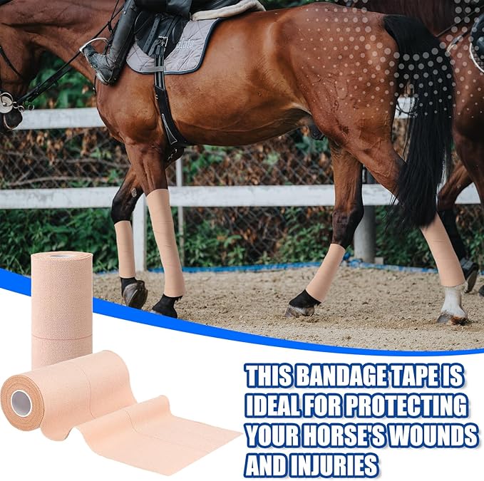 Nuanchu 2 Rolls Adhesive Elastic Tape Bandage Tape Wrap Flexible Stretch Bandages for Sports Ankle, Knee and Wrist Sprains(6 Inch Wide,Apricot)