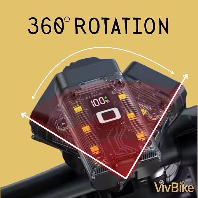 VivBike Rechargeable Bike Light, Extremely Bright 1000 Lumen Dual LED Headlight, USB-C Fast Charging, 360° Rotating Mount, Waterproof | A HerTime2 Brand