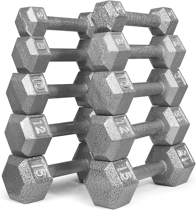 HolaHatha Hexagonal Dumbbell Free Hand Weight Set w/Rack