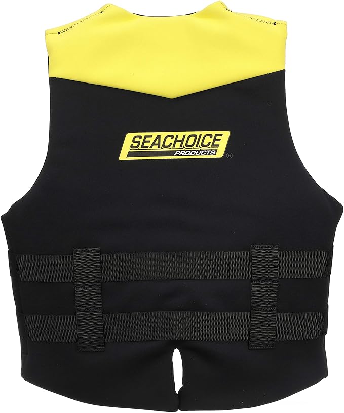 Seachoice Neoprene Multi-Sport Vest, Yellow/Black, Large Size, Fits 40-44 in. Chest, Coast Guard Type III
