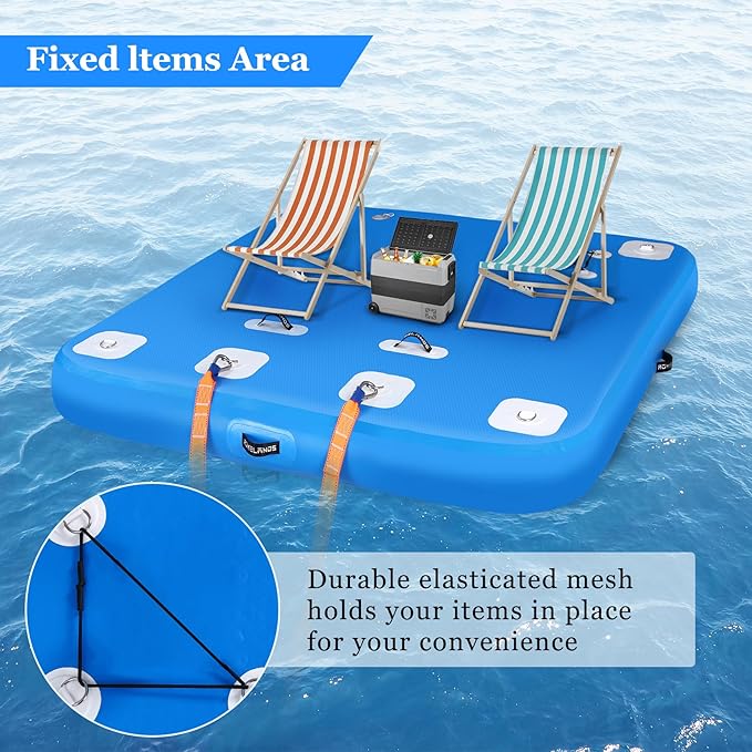Inflatable Floating Dock, Swim Platform Floating Island Raft, Large Air Mat Inflatable Water Pad with None-Slip Surface for Lake Pool Beach Ocean