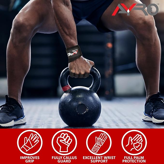 AYRO Workout Gloves for Men & Women – Ventilated Weight Lifting Gloves with Wrist Support - Gym Gloves for Men, Breathable Palm Padding, Non-Slip Grip – Ideal for Gym, Fitness, Cross Training