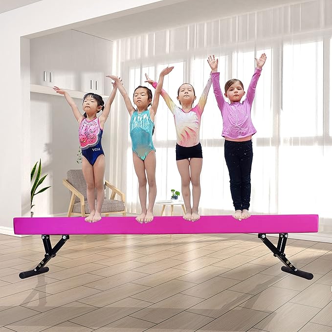 Adjustable Balance Beam Gymnastics Beam 8 FT Adjustable Height Beams for Kids, High and Low Floor Beams,Gymnastics Equipment for Kids Adults Training at Home and Gym Center