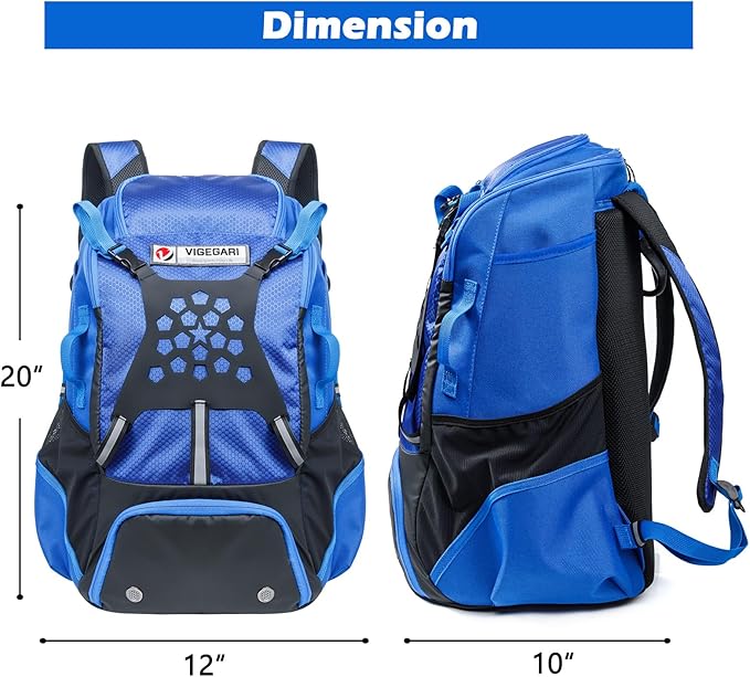 Baseball Backpack for Youth, Boys, Adults - Bat and Softball Equipment Bag With Glove Holder, Helmet, Shoes Compartment - T-Ball Accessories and Baseball Gifts