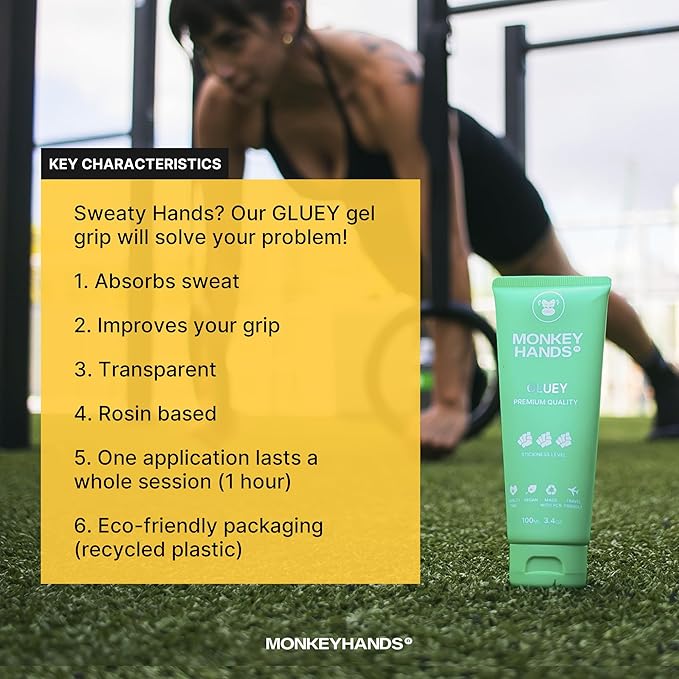 MonkeyHands Gel Grip Pole Dance, Calisthenics, Rings, Parkour, Gymnastics, Padel, Tennis and More - High Performance - Skin Friendly, Vegan, Without Parabens and Petrolatum - 100ml.