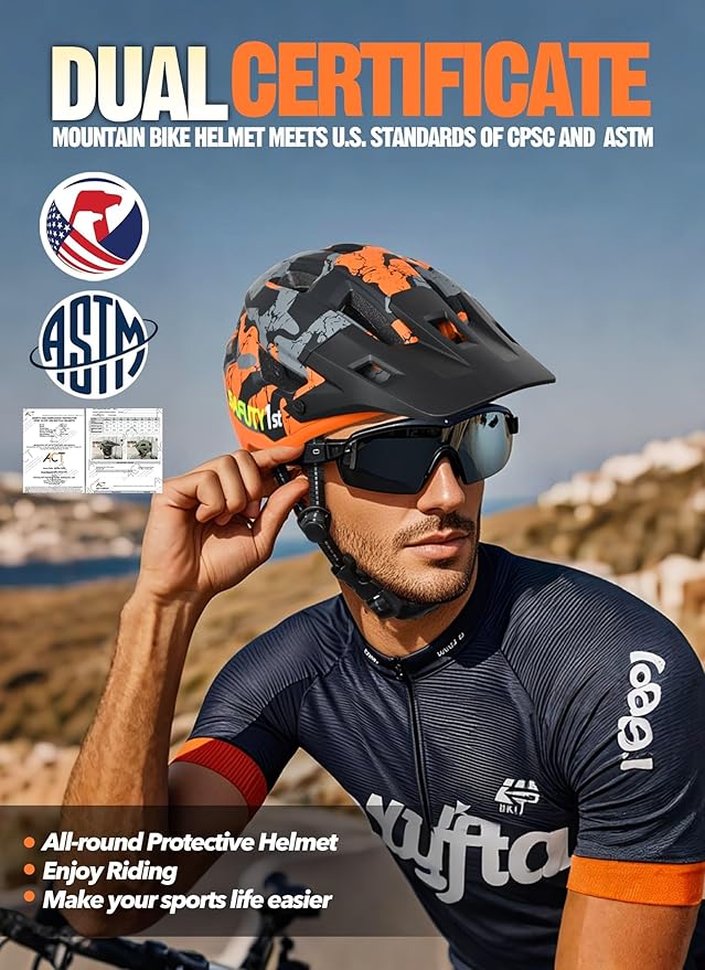 Mountain Bike Helmet for Adults & Youth Lightweight Impact-Resistant with Adjustable Dial & Removable Visor Unisex Helmet for Mountain Biking Bicycle Clcying