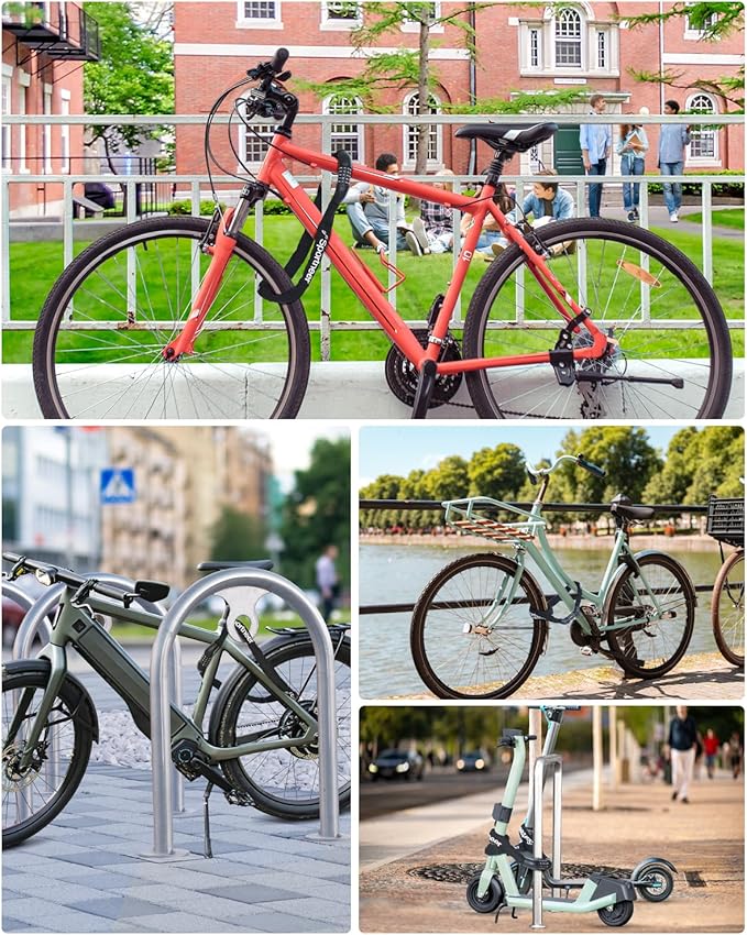 Sportneer Bike Lock: 5 Digit Combination High Security Anti Theft Bike Chain Lock - 3.2/3.6/4ft Heavy Duty Keyless Bicycle Lock for Bike, Motorcycle, Scooter, Door & Gate - 4/6mm Thick, Easy to Use