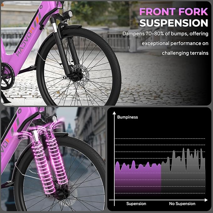 V80 Electric Bike, 1000W Motor 28MPH Ebike, 48V 13Ah Removeable Battery, 26'' City Cruiser Adult Electric Bicycles up to 70 Miles