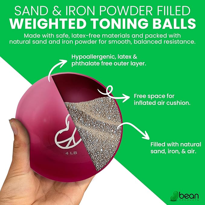 Bean Products Soft Weighted Balls for Exercise - Customizable Workout Balls for Yoga, Rehab, Pilates and Fitness - Latex Free, Easy to Grip, Versatile Physical Therapy Exercise Ball