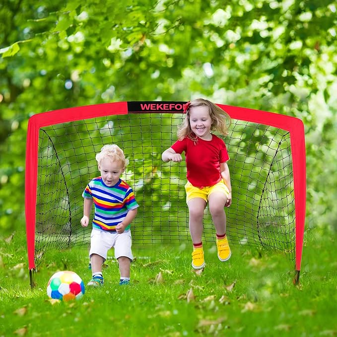 Soccer Goal with Carry Bag, 10/9MM Strengthen Pole, Arched Design, Kids Soccer Goals for Backyard Set 5x 3.1/3.6x2.7/2.9x2.4ft Portable Pop Up Soccer Nets for Toddler, Adults, Youth Games, Play, Gifts