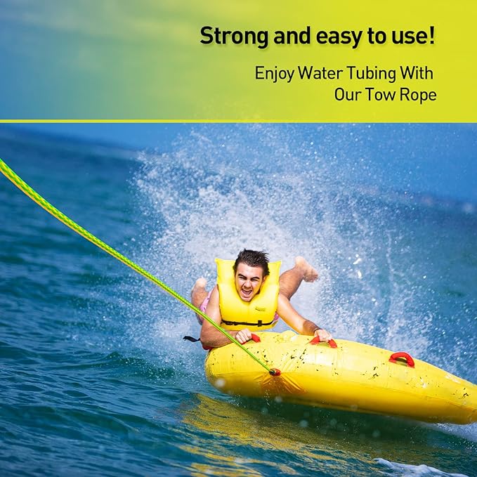 Botepon Tow Rope for Tubing, Tow Rope for Towable Tubes for Boating, Tow Rope for Pulling Tube with Pontoon Boat Jet Ski, 60ft