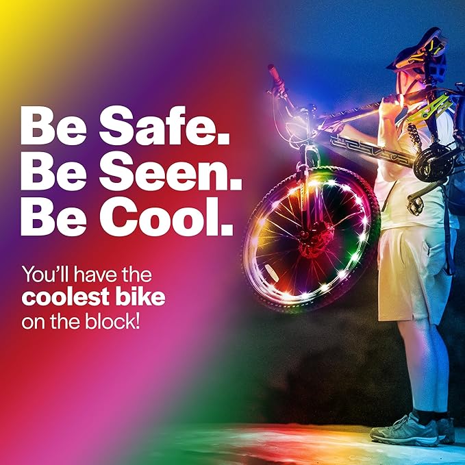 Brightz WheelBrightz LED Bike Wheel Lights - 2025 Edition with Superior Straps & LED-Weatherproof Shield! 14 Colors - Unmatched Durability, Visibility & 48+ Hours of Dazzling Illumination