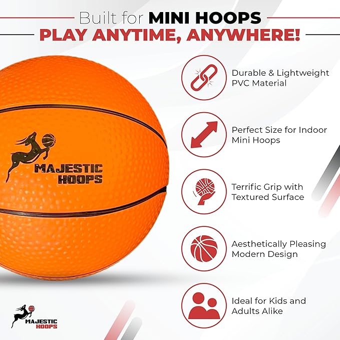 Mini Basketballs - 4 Pack of 5” Mini Basketballs with Pump - Replacement Balls for Over-The-Door Hoops - Ideal for Indoor Play for Toddlers, Teens, Adults