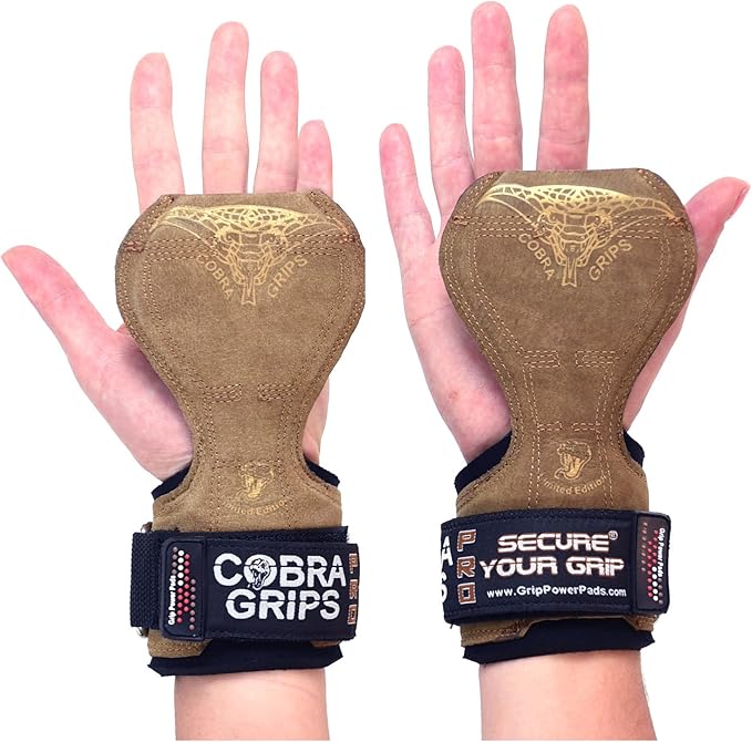 Cobra Grips FIT Leather Weight Lifting Gloves Heavy Duty Straps, Alternative to Power Lifting Hooks, Power Lifting For Deadlifts With Built in Adjustable Neoprene