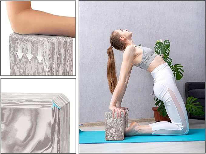 EXERZ Yoga Blocks 2 pack, Gym Blocks, Exercise Workout Fitness Bricks, Pilates Stretch Handstand Non-Slip
