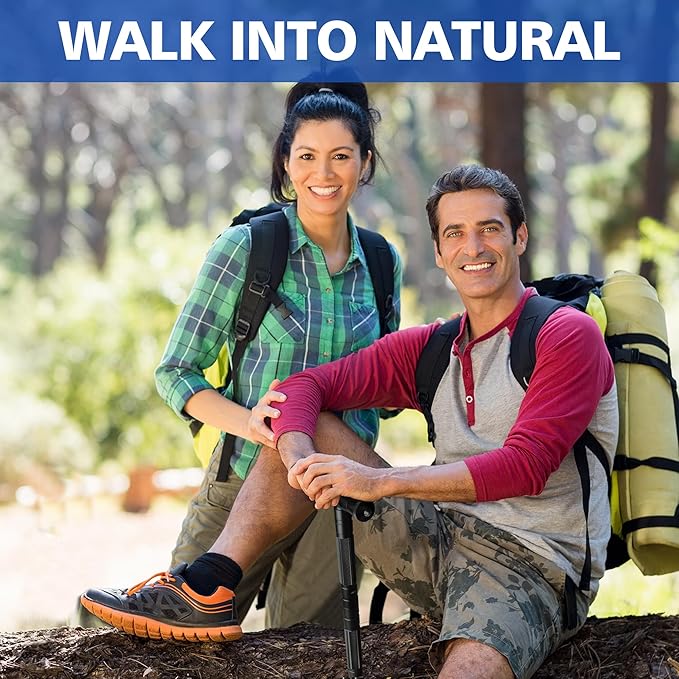 aiGear Hiking Walking Stick with 3 Survival Tool Tactical Walking Staff Adjustable Outdoor Trekking Poles for Survival Camping Hiking