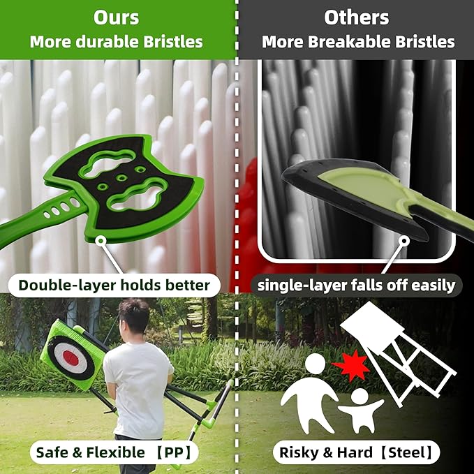 Family Axe Throwing Game for Backyard Fun | Safe Bristle Target Set with 4 Axes & 4 Darts for Kids & Adults | Lightweight & Portable for Carnival, Camping, Party and Indoor/Outdoor Games