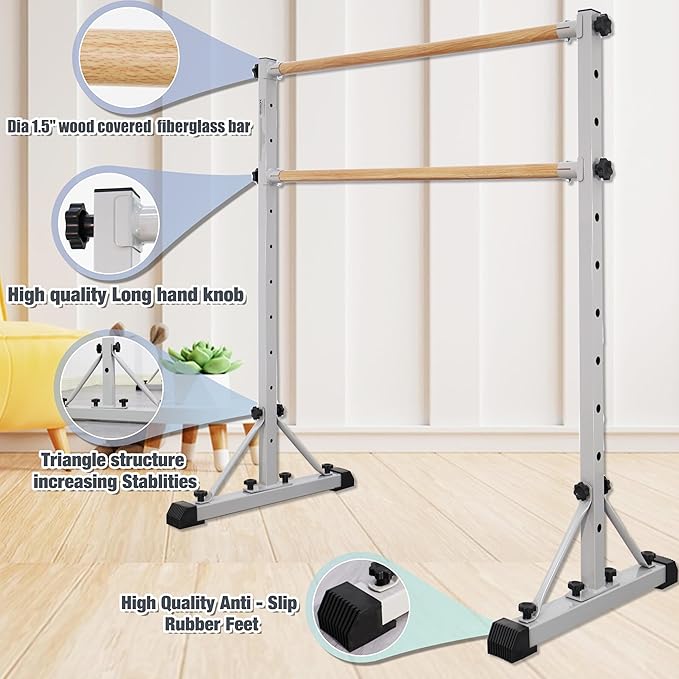 Adjustable Ballet Barre,Portable Dance bar,Fitness Equipment for Dance & Balance Excercise,Super Sturdy for Balance Workout,Weight Limit 250 LBS
