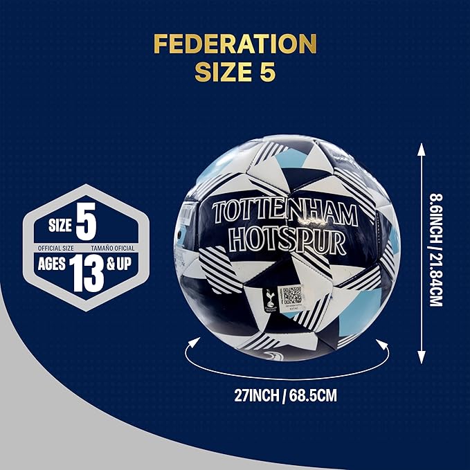Icon Sports Officially Licensed Tottenham Hotspur Regulation Size 5 Soccer Ball
