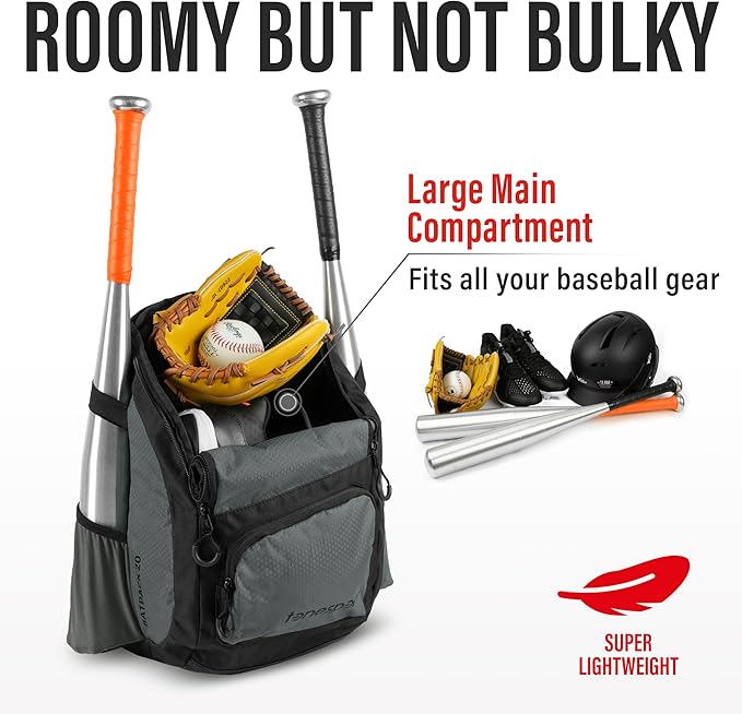 Baseball Bag - Backpack for Baseball, Softball, Tball - Adults & Youth Bat Bag