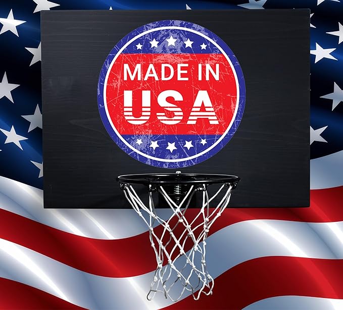 Elite Mini Basketball Hoop & Ball Set, Wall Mount, Indoor Made in The USA Cedar Backboard. Includes 9” Hoop, Net, Pump & 5 Mini Basketballs.
