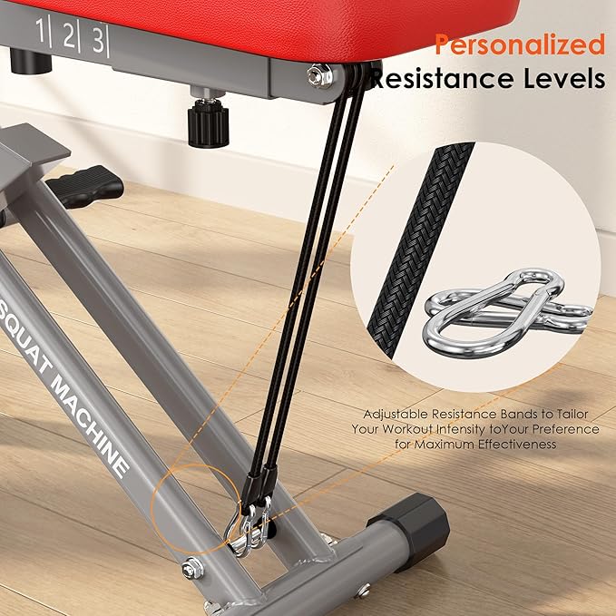 SogesHome Squat Machine Rowing Machines for Home Foldable, Fitness Rowing Machine Row and Ride Squat Machine with Adjustable 2 Resistance Bands for Workout Exercise, 330 lbs Weight Capacity