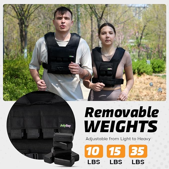 Adjustable Weighted Vest for Men and Women with Removable Weights, Weighted Vests for Posture, 20lbs | 35lbs Durable Body Weight Vest for Walking, Running, Cardio, CrossFit, Strength, and Workout