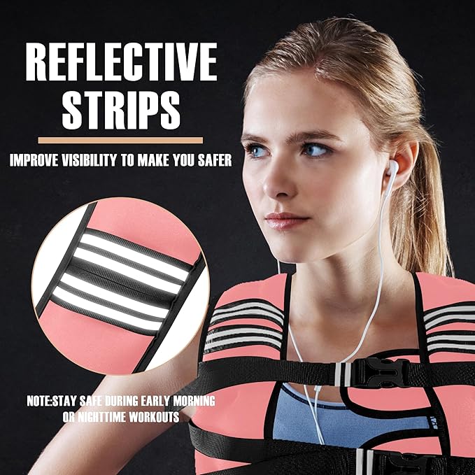 Weighted Vest Men or Women - 5/10/15/20/25/30lbs Weights with Reflective Stripe, Weighted Vest for Workout Equipment for Strength Training Running - Walking Weight Loss