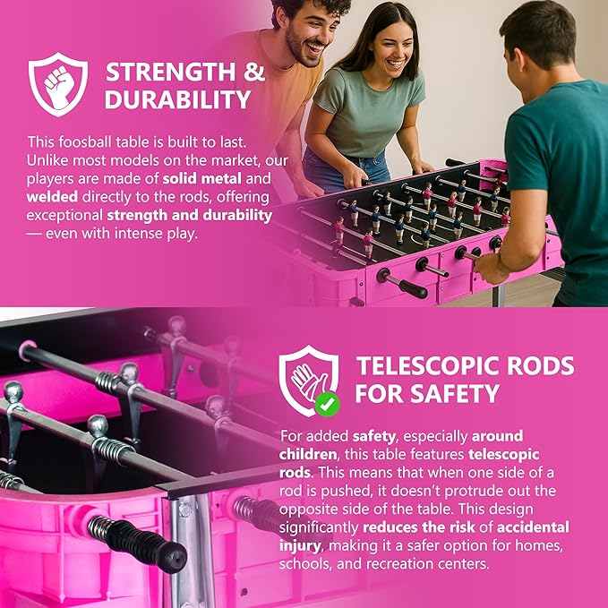 Outdoor Foosball Table Adult Size - Game Tables for Adults with Balls & Players - Soccer Table Game for Indoor Use - Weatherproof Perfect for Tournaments