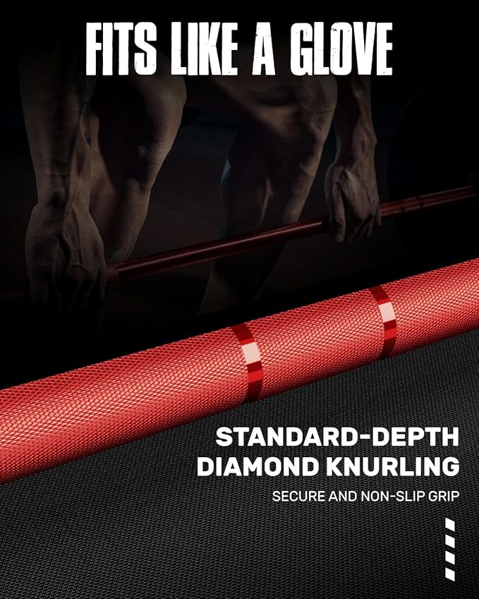 PB01 7FT Olympic Barbell, Weight Bar with Knurled Grip, 1000lb Capacity Strength Training Deadlift Bar for Squat, Weightlifting, Bench Press, Fits 2-inch Standard Weight Plates