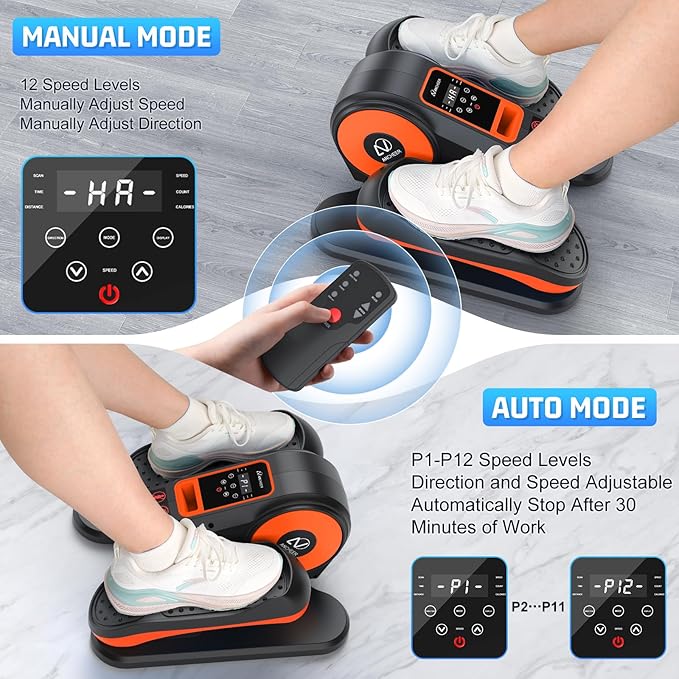 ANCHEER Under Desk Elliptical, Electric Leg Exerciser While Sitting for Seniors, Fully Assembled Motorized Ellipse Leg Exerciser Seated Elliptical Machine with 12 Adjustable Speeds