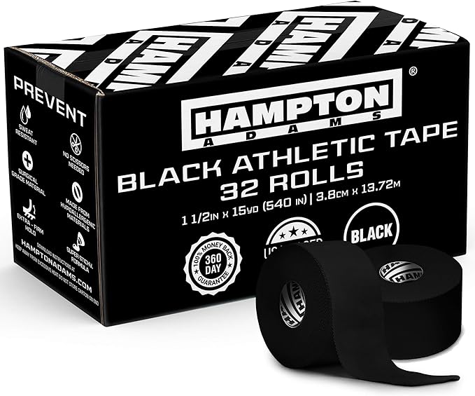 Hampton Adams | Official BJJ Partner | As Seen on Shark Tank | Bulk Athletic Sports Tape (32-Pack, 45ft) | Easy Tear & No Sticky Residue | Strong Support for Athletes Trainers Injury Wraps