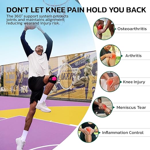 Knee Brace for Men Women Knee Pain Meniscus Tear Arthritis Patella Dislocation Best Osteoarthritis Adjustable Compression with Memory Stabilizers for ACL MCL Breathable for Injury Recovery 4XL