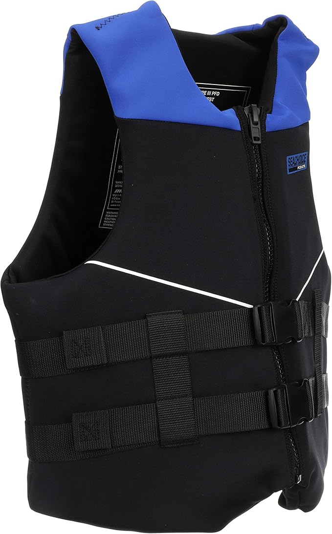 Seachoice Neoprene Multi-Sport Vest, Blue/Black, Youth Size, Fits 25-29 in. Chest, Coast Guard Type III
