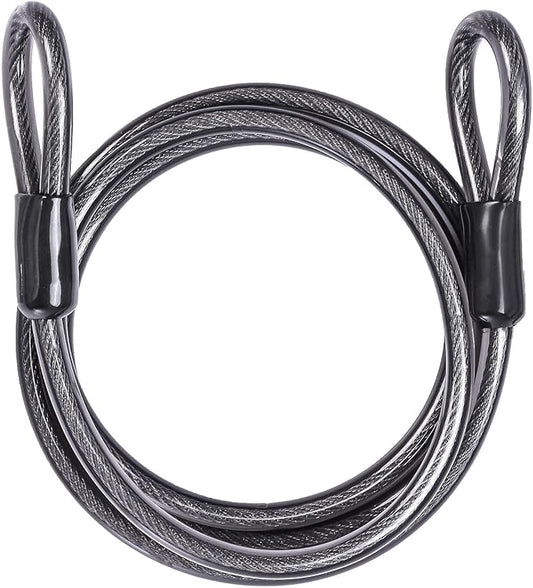 DELSWIN Security Steel Cable with Loops - 3/8 inch (10 mm) Thick (6' or 15') Heavy Duty Bike Lock Cable Vinyl Coated Braided Cables for U-Lock and Padlock