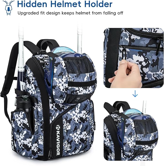 Baseball Bag for Youth and Adult, Softball Bag 50L Large Capacity Holds 4 Bats, Equipment Backpack with Shoes Compartment