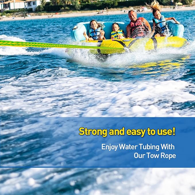 Botepon Tow Rope for Tubing, Tow Rope for Towable Tubes for Boating, Tow Rope for Pulling Tube with Pontoon Boat Jet Ski, 60ft