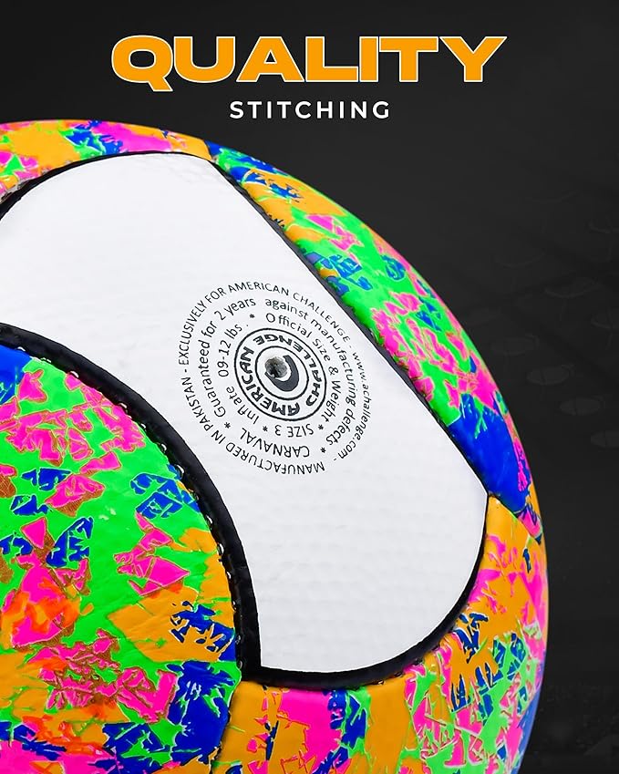 American Challenge Carnaval 18 Panel Soccer Ball – Size 3, 4, 5 – Soccer Ball Size 5 & 4 – Durable Soccer Balls for Training, Practice & Games – Official Size Options