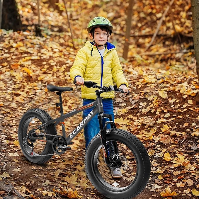 20 24 26 Inch Mountain Bike, 20 inch 7 Speeds Steel Kids Fat Tire Mountain Bike, 24 26 inch Aluminum Frame Boys Bike, Front Suspension Dual Disc Brake Teens Sport Bikes for Kids Boys Girls