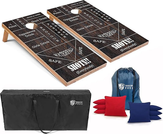 Tailgating Pros Cornhole Board Set w/Bean Bags and Carrying Case - 4'x2' Corn Hole Toss - Tournament and Lightweight Options - Optional LED Lights