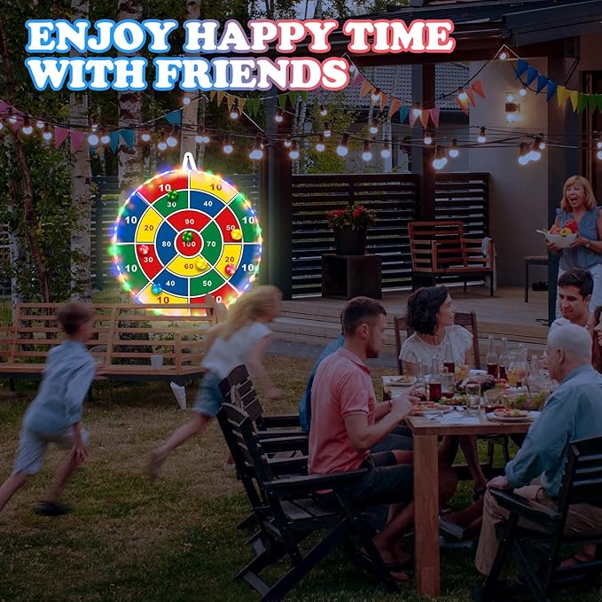 Kids Dart Board Game Set-29 inchs, Board Games with 16 Stick Balls, Summer Indoor Outdoor Toys Games for Kids Ages 4-8, Birthday Party Games Yard Toys for Kids Ages 3 4 5 6 7 8 9 10 11